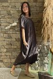 Salcombe Chalk Stripe Cotton Cocoon Dress Chocolate